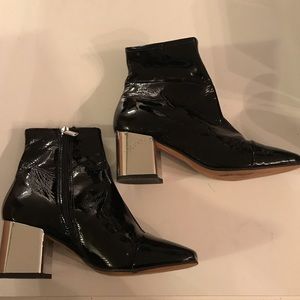 Patent leather booties